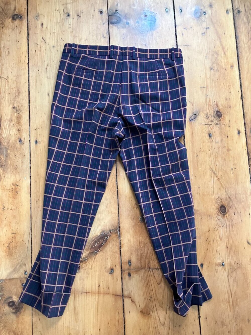 NWT Theory plaid matching purple long sleeve blouse and cropped trouser set, L - Picture 6 of 9